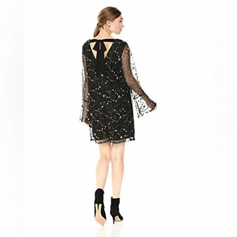 BCBGeneration Black Dress with Pink Floral Embroidery - Picture 2 of 8